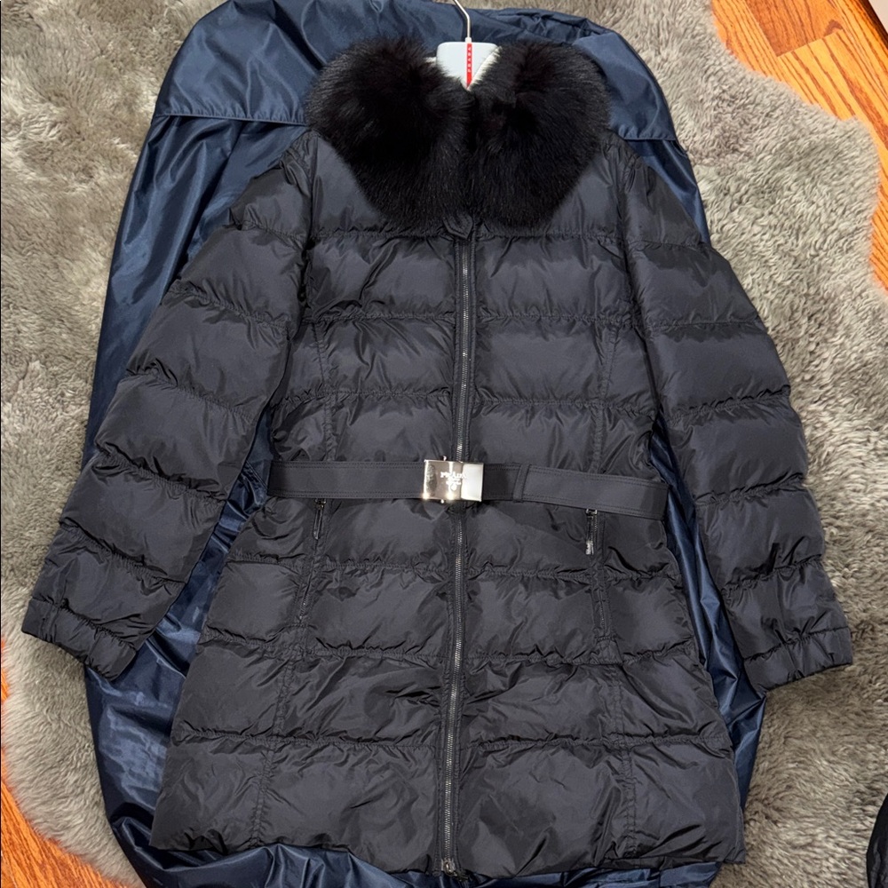 Prada Black Fur-Trimmed Women's Coat